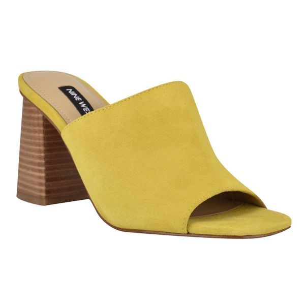 Nine West Yuna Heeled Yellow Slides | Ireland 84J97-6L80
